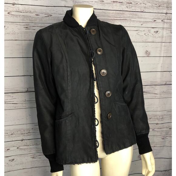 American Vintage 90's black coat with faux fur lining size medium - Picture 3 of 11